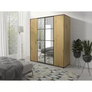 SOLNA šatníková skriňa 180, dub artisan/čierna