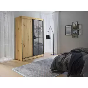 SOLNA II šatníková skriňa 150, dub artisan/čierna
