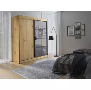 SOLNA II šatníková skriňa 180, dub artisan/čierna