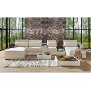 RHINO U modernej sedačky s knižnicou a stolíkom, BR/T+OT+1,5+BAR+1+S/OT+1,5+BR/T+P
