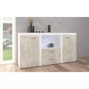 RUMBA KOMODA, svetlý betón/biela