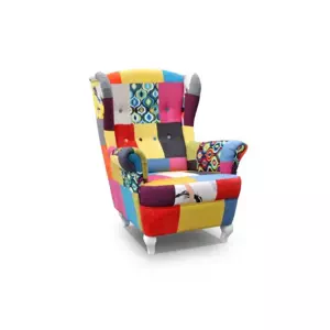 MELISA MIX patchwork kreslo "ušiak" v retro štýle