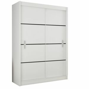 Skriňa s posúvacími dverami, biela/čierna, MERINA 203