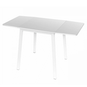 Jedálenský stôl, MDF fóliovaná/kov, biela, 60-120x60 cm, MAURO