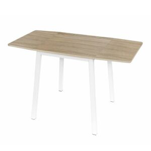 Jedálenský stôl, MDF fóliovaná/kov, dub sonoma/biela, 60-120x60 cm, MAURO
