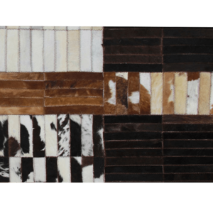 Luxusný kožený koberec, čierna/hnedá/biela, patchwork, 171x240, KOŽA TYP 4