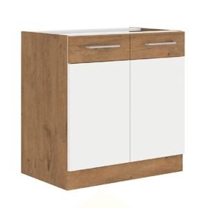 Vysoká skrinka na vstavanú rúru, dub lancelot/biela extra vysoký lesk HG, VEGA 60 DP-210 2F