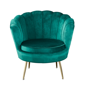 Kreslo v štýle Art-deco, smaragdová Velvet látka/gold chróm-zlatý, NOBLIN