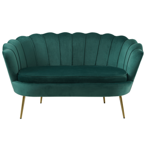 Lavica v štýle Art-deco, smaragdová Velvet látka/gold chróm-zlatý, NOBLIN