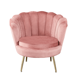 Kreslo v štýle Art-deco, ružová Velvet látka/gold chróm-zlatý, NOBLIN