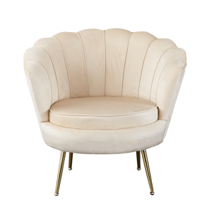 Kreslo v štýle Art-deco, béžová Velvet látka/gold chróm-zlatý, NOBLIN