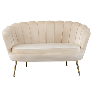 Lavica v štýle Art-deco, béžová Velvet látka/gold chróm-zlatý, NOBLIN