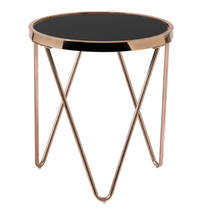 Príručný stolík, rose gold chróm ružová/čierna, VALERO