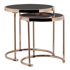 Konferenčné stolíky, set 2 ks, rose gold chróm ružová/čierna, MORINO