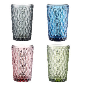 Poháre na vodu, set 4 ks, 350 ml, farebné, retro, VERITAS TYP 1