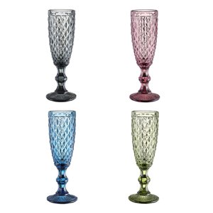 Poháre na na šampanské, set 4 ks, 150 ml, farebné, retro, VERITAS TYP 4