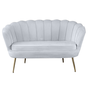 Lavica v štýle Art-deco, sivomodrá Velvet látka/gold chróm-zlatý, NOBLIN