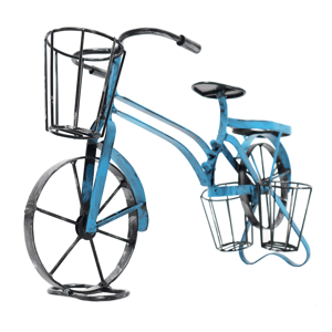 Retro kvetináč v tvare bicykla, čierna/modrá, ALBO