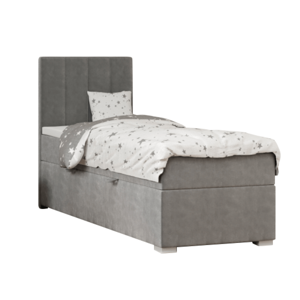 Boxspringová posteľ, jednolôžko, sivá, 90x200, ľavá, AMIS
