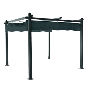 Luxusná pergola s posuvnou strechou, hliník, grafit, PEPY LUX