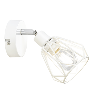 Nástenná lampa, biela/kov, OKIRA TYP 2