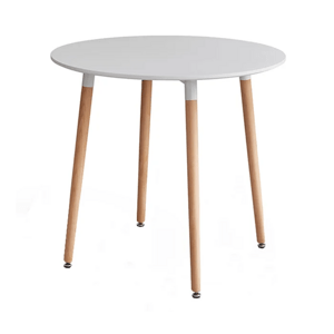 Jedálenský stôl, biela/buk, priemer 60 cm, ELCAN NEW TYP 1