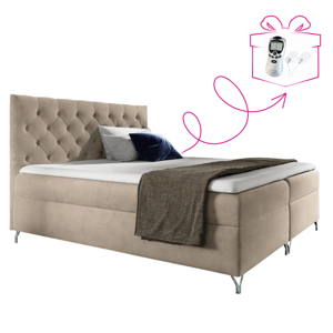 Boxspringová posteľ, 160x200, sivobéžová Taupe látka Velvet, GULIETTE + darček