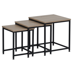 Konferenčné stolíky, set 3 ks, dub sonoma/čierna, KASTLER 2 NEW TYP 3