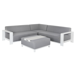 Záhradný set, svetlosivá/biela, aluminium, UBUL