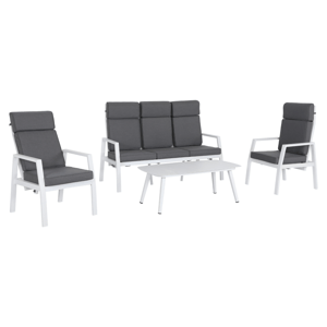 Záhradný polohovací set, sivá/biela, aluminium, EDOIN