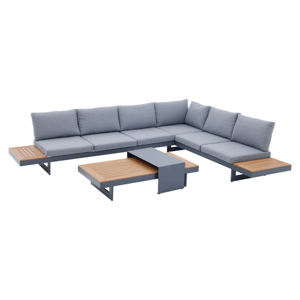 Záhradný set, aluminium, sivá/dub, ZOTIKO