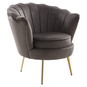 Kreslo v štýle Art-deco, sivohnedá Velvet látka/gold chróm zlatý, NOBLEO