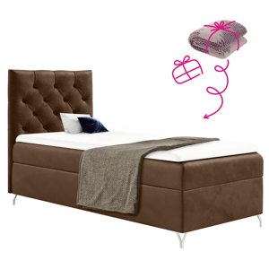 Boxspringová posteľ, 90x200, hnedá látka Velvet, ľavá, GULIETTE + darček