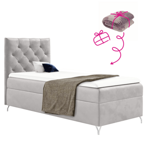Boxspringová posteľ, 90x200, svetlosivá látka Velvet, ľavá, GULIETTE + darček