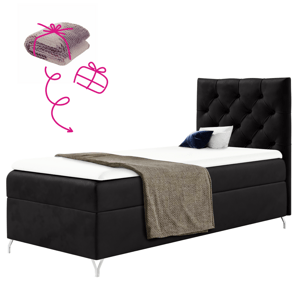 Boxspringová posteľ, 90x200, čierna látka Velvet, pravá, GULIETTE + darček