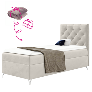 Boxspringová posteľ, 90x200, biela látka Velvet, pravá, GULIETTE + darček