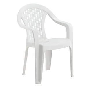 Záhradné stohovateľné kreslo, plast, biela, MEDRA