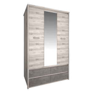 Skriňa so zrkadlom 3D4S, gaštan nairobi/onyx, JESI NEW