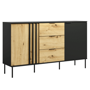 Komoda 2D3S, čierna/dub artisan, RIMINA