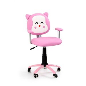 Detská stolička na kolieskach KITTY — ekokoža, ružová