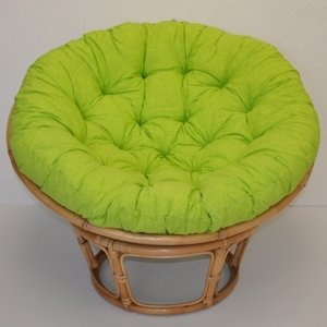 Relaxačný papasan DEMETRIA — ⌀100 cm, ratan, látka, medová / viac farieb Svetlozelený melír