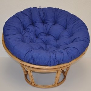 Relaxačný papasan DEMETRIA — ⌀100 cm, ratan, látka, medová / viac farieb Tmavo modrý melír