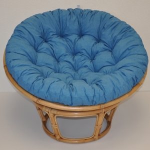 Relaxačný papasan DEMETRIA — ⌀100 cm, ratan, látka, medová / viac farieb Tyrkysový melír