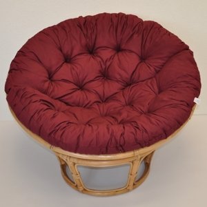 Relaxačný papasan DEMETRIA — ⌀100 cm, ratan, látka, medová / viac farieb Vínový