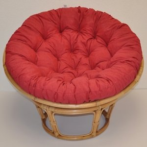 Relaxačný papasan DEMETRIA — ⌀100 cm, ratan, látka, medová / viac farieb Vínový melír