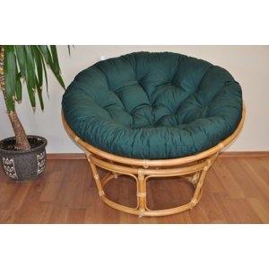 Relaxačný papasan DEMETRIA — ⌀100 cm, ratan, látka, medová / viac farieb Zelený dralon