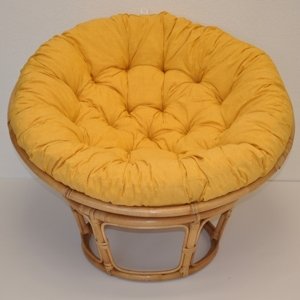 Relaxačný papasan DEMETRIA — ⌀100 cm, ratan, látka, medová / viac farieb Žltý melír