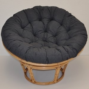 Relaxačný papasan DEMETRIA — ⌀100 cm, ratan, látka, medová / viac farieb Sivá