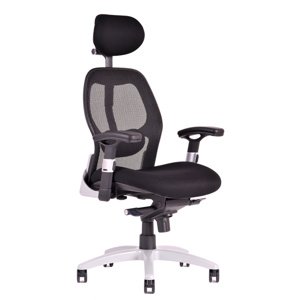 Ergonomická kancelárska stolička na kolieskach SATURN – s podrúčkami, viac farieb NET Čierna