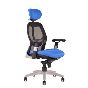 Ergonomická kancelárska stolička na kolieskach SATURN – s podrúčkami, viac farieb NET modrá
